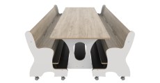 Hoogzit tafel L220 x B80 cm wit met grey craft oak en 2 banken Tangara Groothandel voor de Kinderopvang Kinderdagverblijfinrichting3
